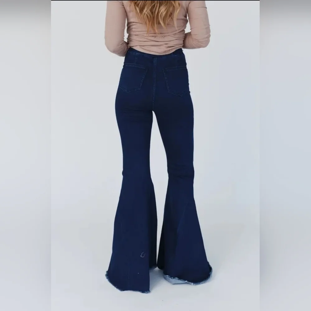Dark Denim bell bottom Extra Wide Leg jeans